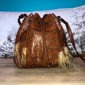 Patricia Nash Vintage Gold laser lace Bucket bag